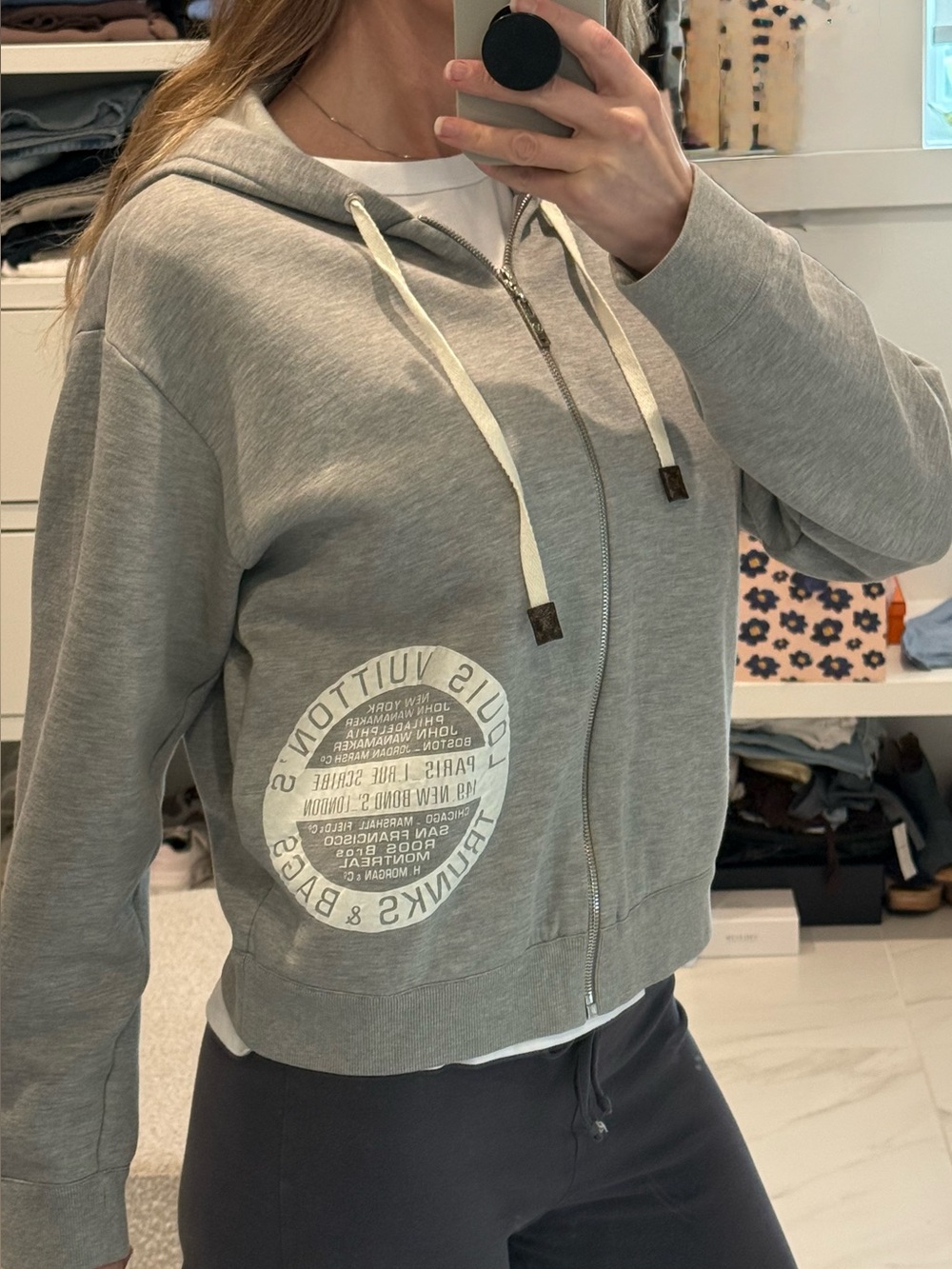 Louis Vuitton Light Gray Logo Zip Hoodie